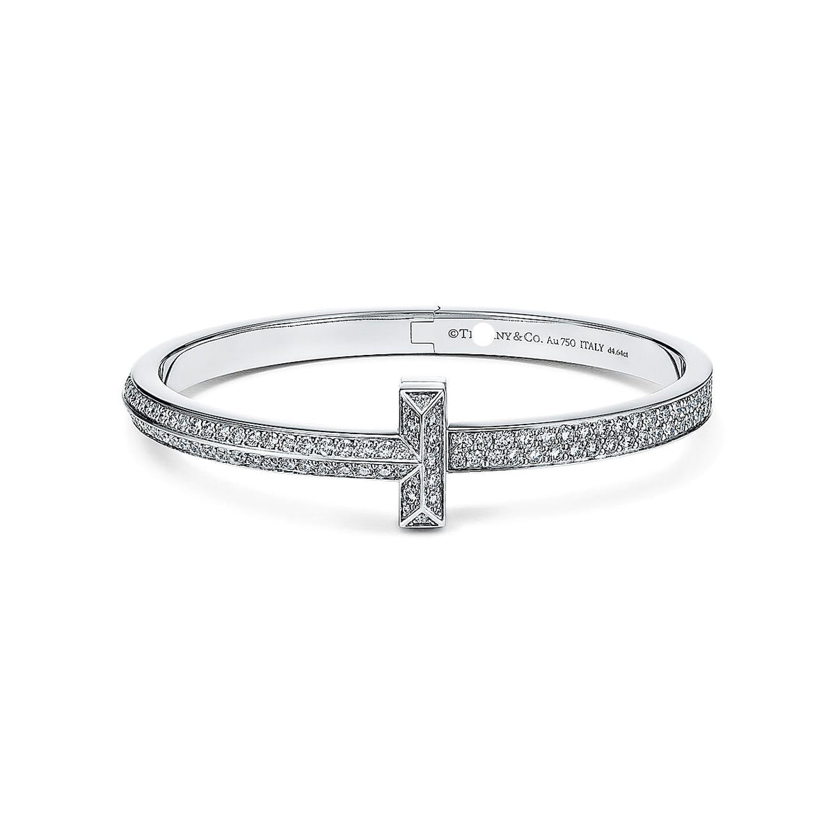 18K T1 Wide Full Diamond Hinged Bangle Bracelet