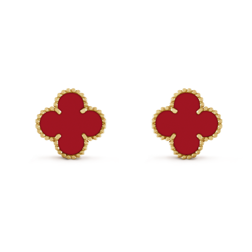 18k Vintage Alhambra Carnelian Earrings
