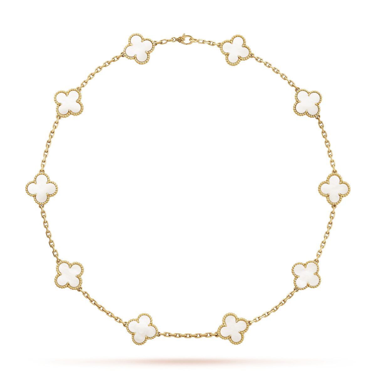 18K Vintage Alhambra Pearl 10 Motifs Necklace