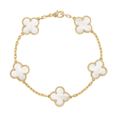 18K Vintage Alhambra Five Motifs Pearl Bracelet