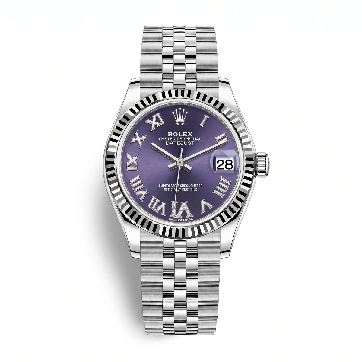 L'amour Datejust Roman Index VI Diamond Aubergine Dial Watch