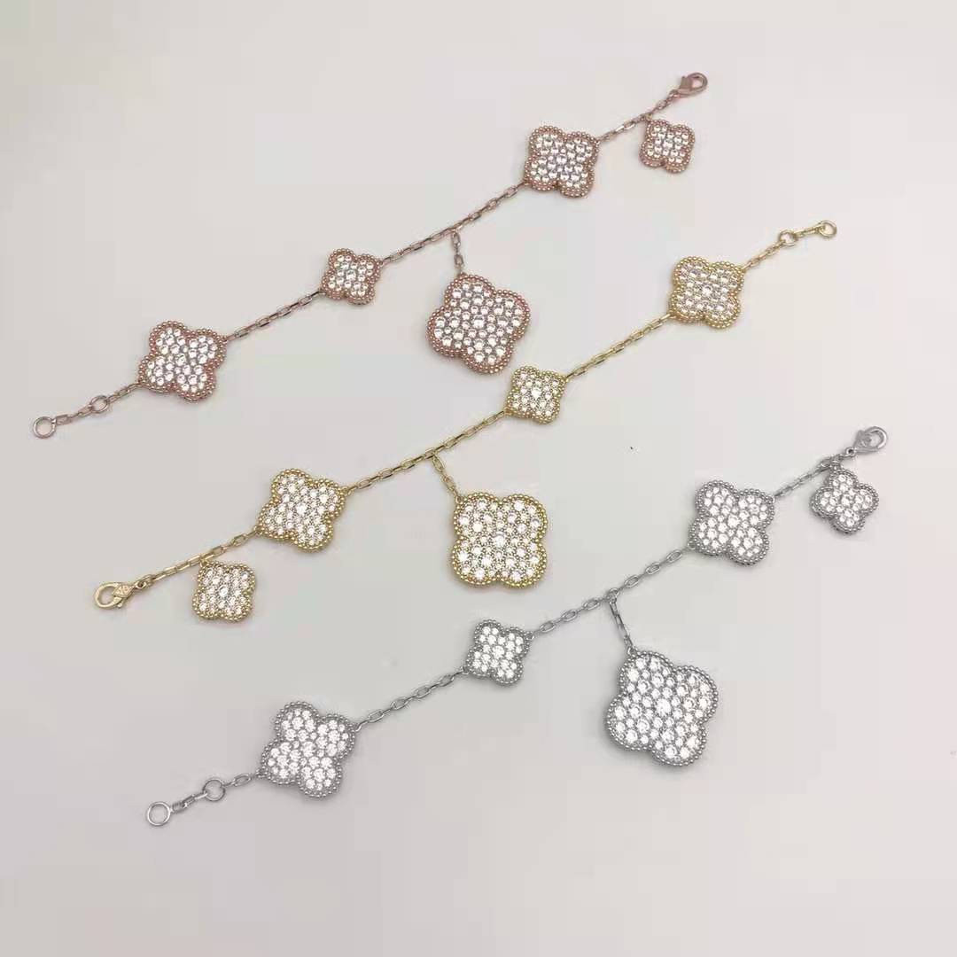 18K Magic Alhambra Five Motifs Diamonds Bracelet